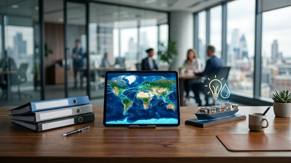 office desk with logistics map 202608291751